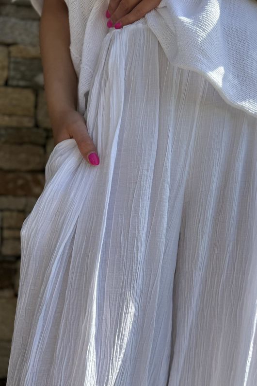 Cyril Crinkle Balloon Pant White